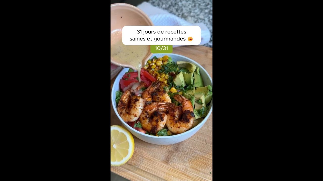 31 jours de recettes saines et gourmandes (10/31) : Salade de crevettes en 10 min 🥗🦐