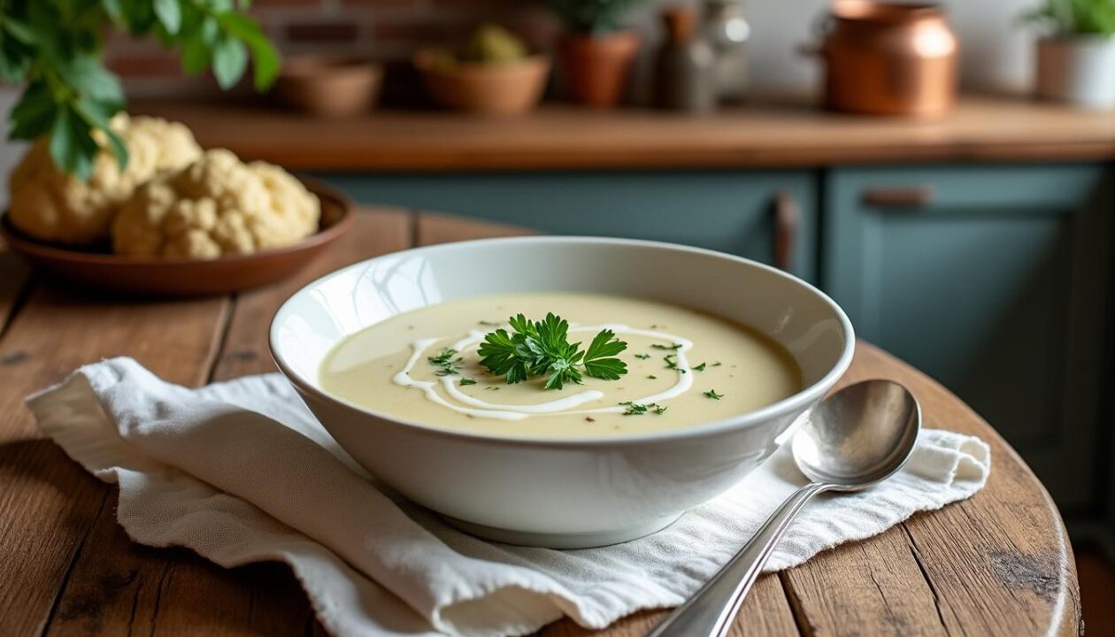 découvrez notre velouté de chou-fleur façon dubarry, une recette rétro et savoureuse idéale pour réchauffer vos soirées d’hiver avec douceur et gourmandise.